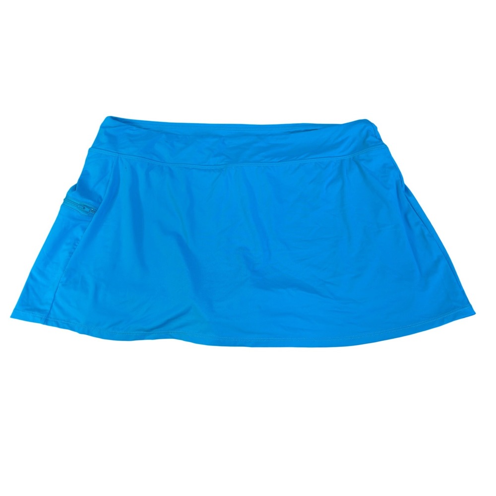 Beach House Woman Swim Skort Blue Nylon Lycra Solid 16W NWT